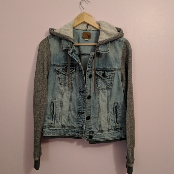 American Eagle Outfitters Jackets & Blazers - American Eagle Denim Jean Jacket with Knit Sleeves